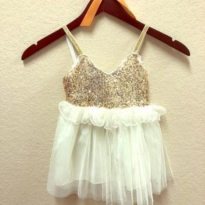 Champagne glitter tutu toddler dress